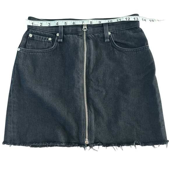 Rag & Bone Anna Denim Skirt Clean Raven Black Full Zip Front Size 24 $250 Chic - Picture 4 of 11